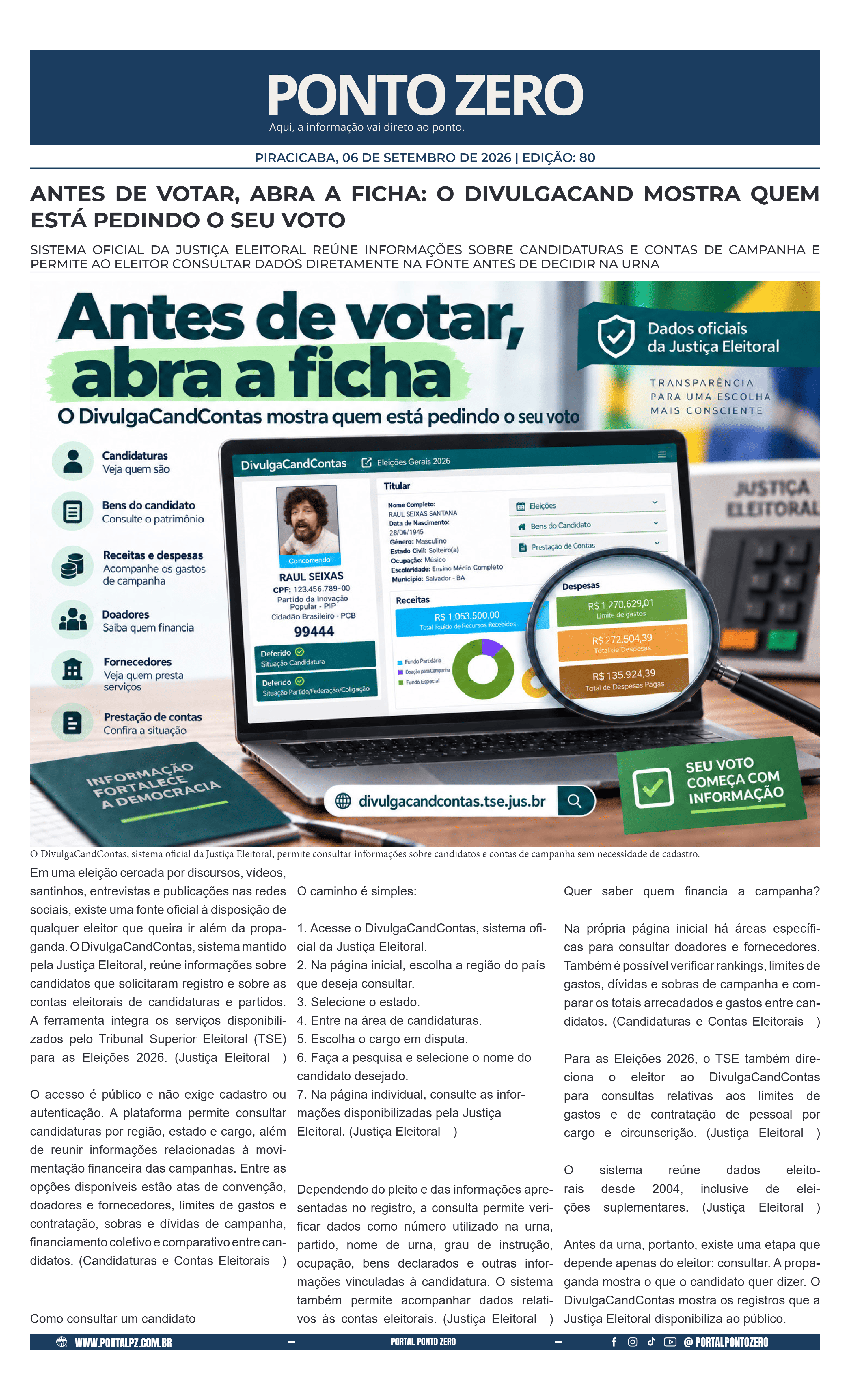 Capa de JornalPontoZero - Ed. 80 -06-09-2026