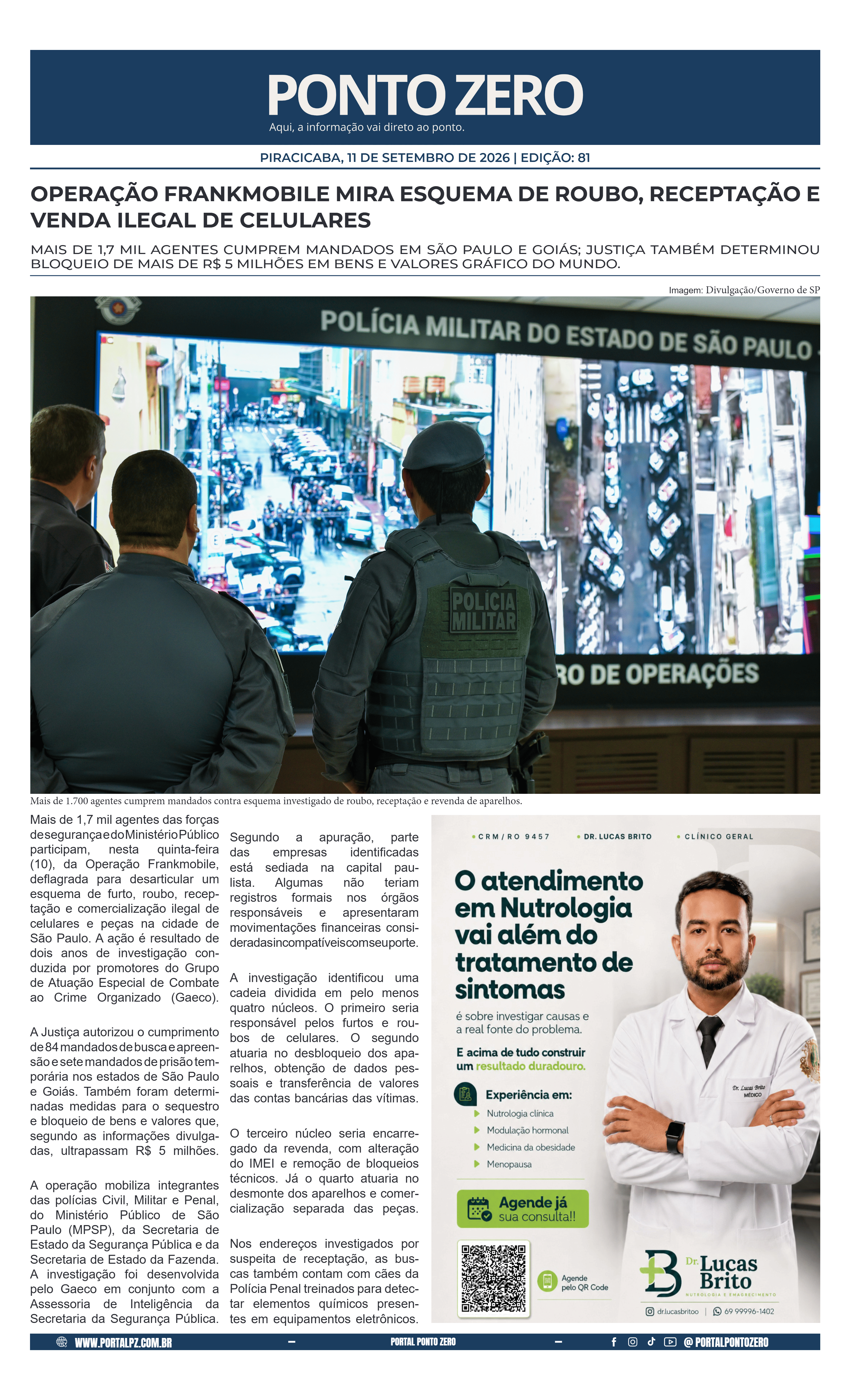 Capa de JornalPontoZero - Ed. 81 - 11-09-2026