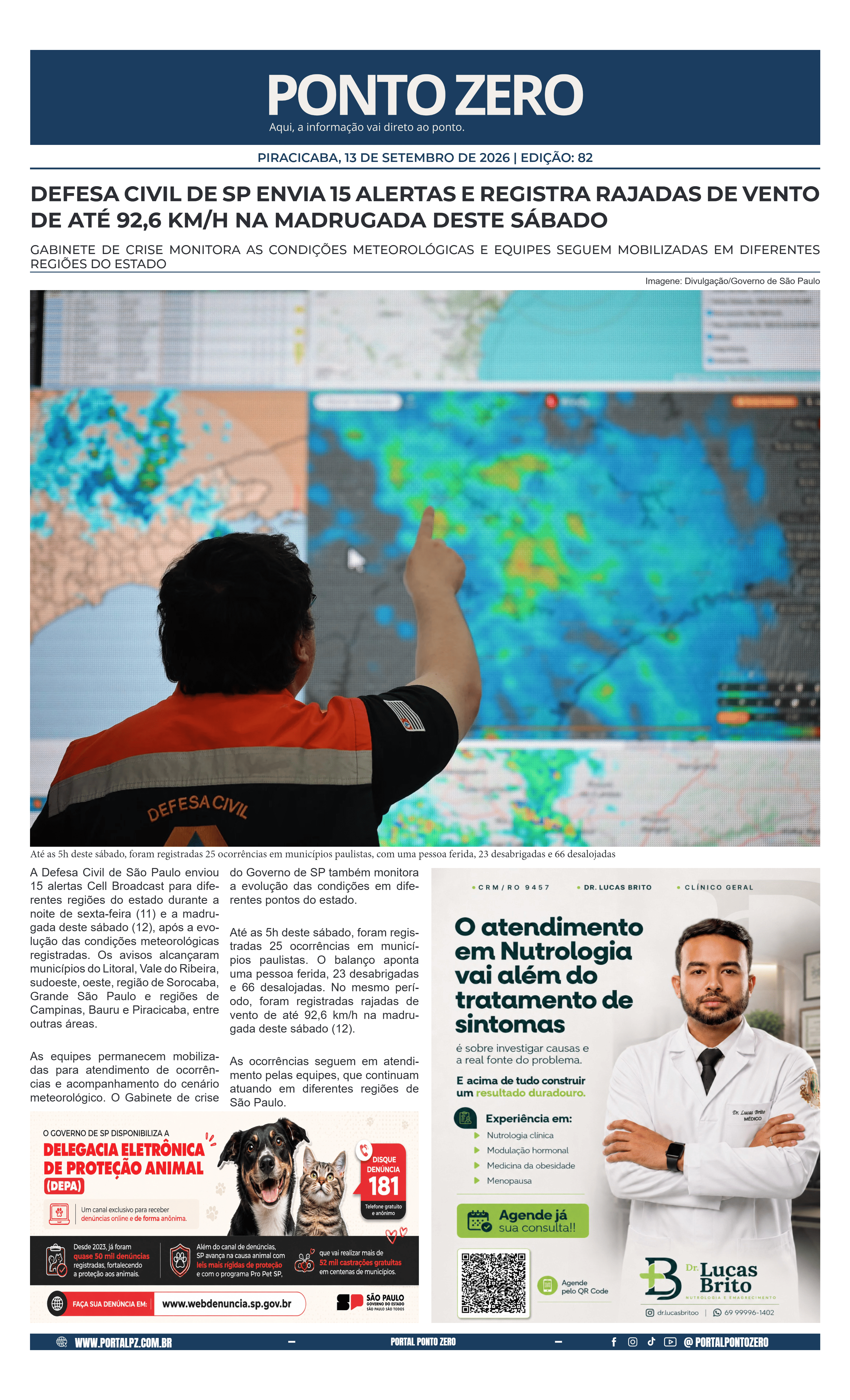 Capa de JornalPontoZero - Ed. 82 -13-09-2026