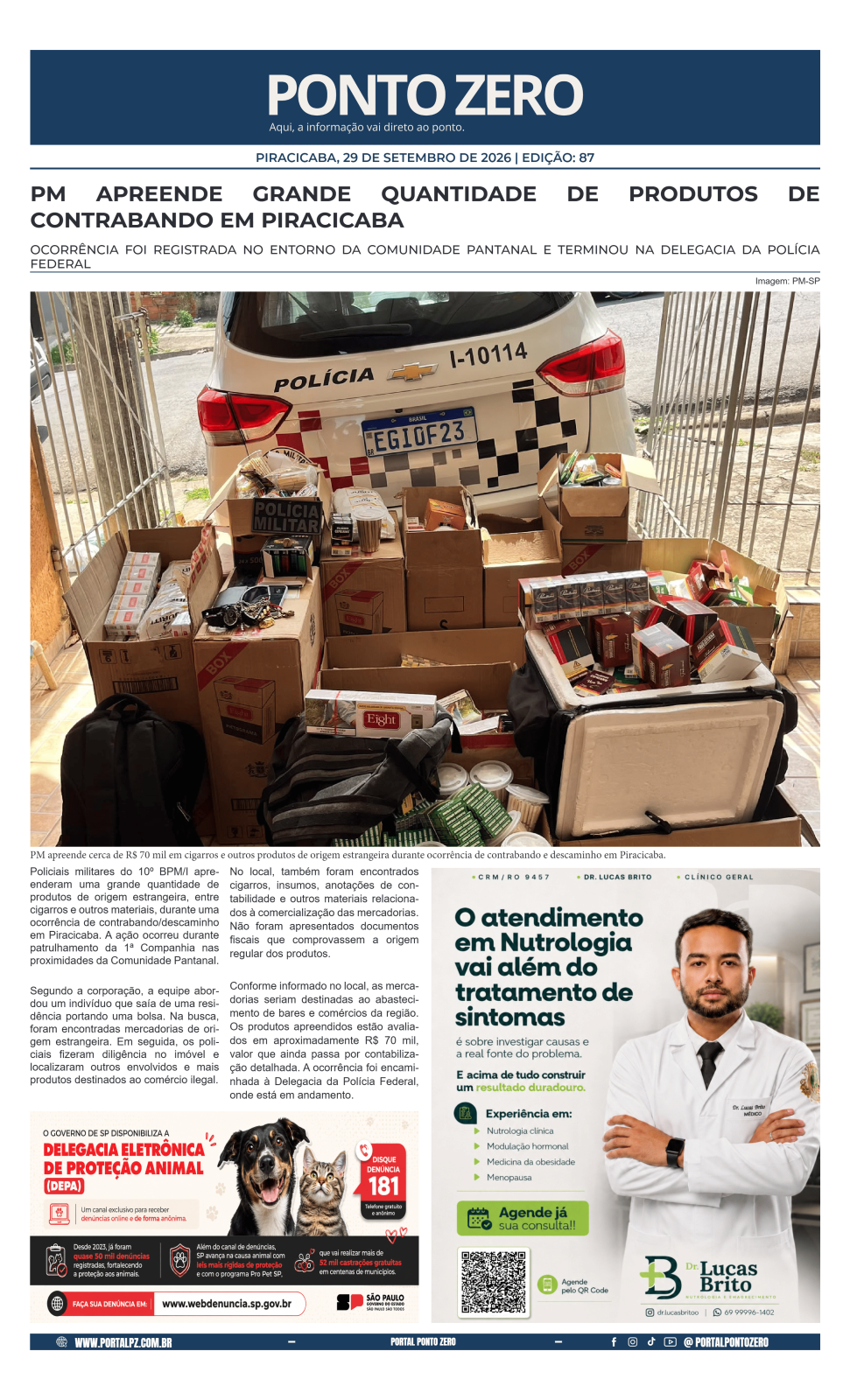 Capa de JornalPontoZero - Ed. 87 -29-09-2026