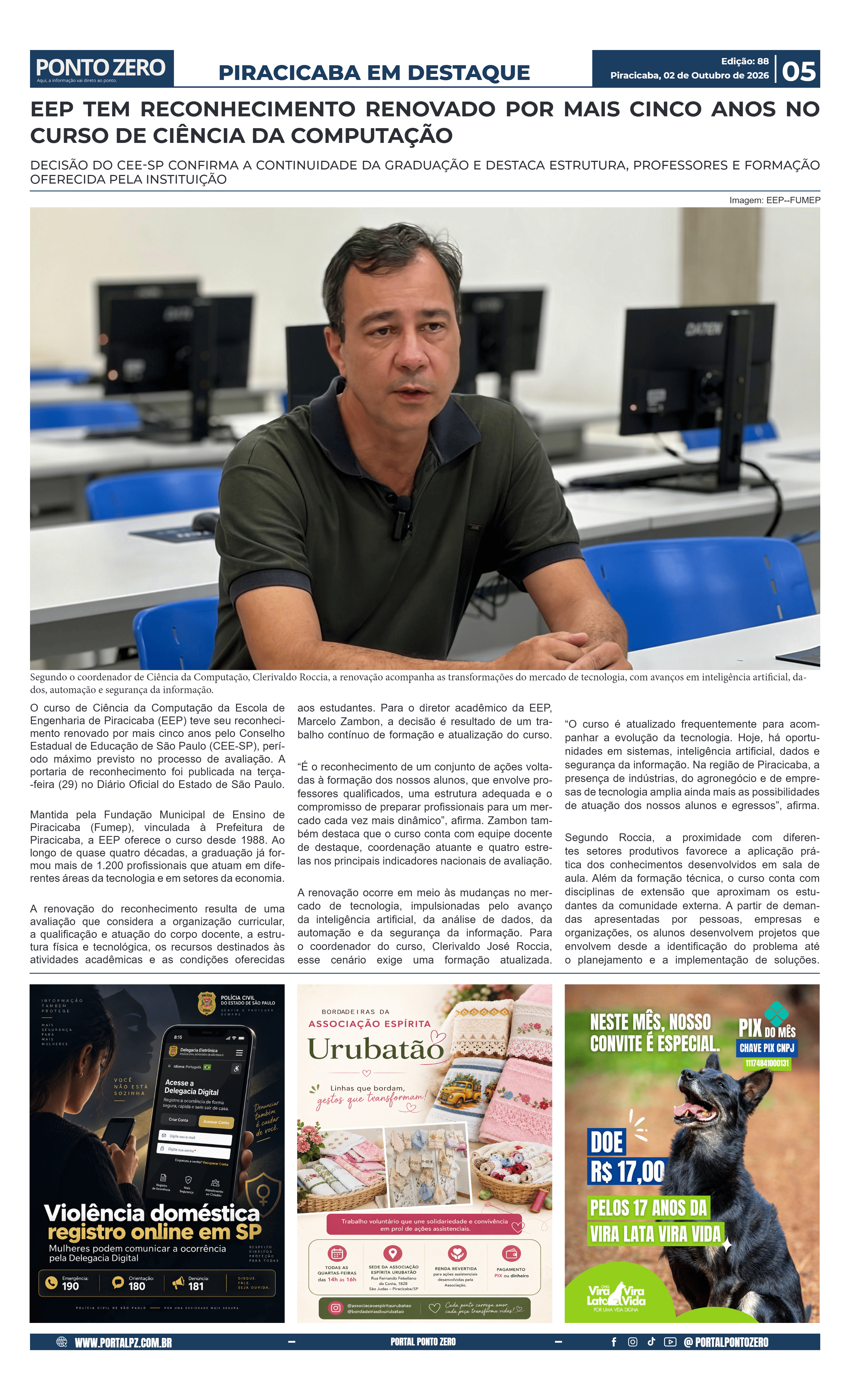 Capa de JornalPontoZero - Ed. 88 - 02-10-2026