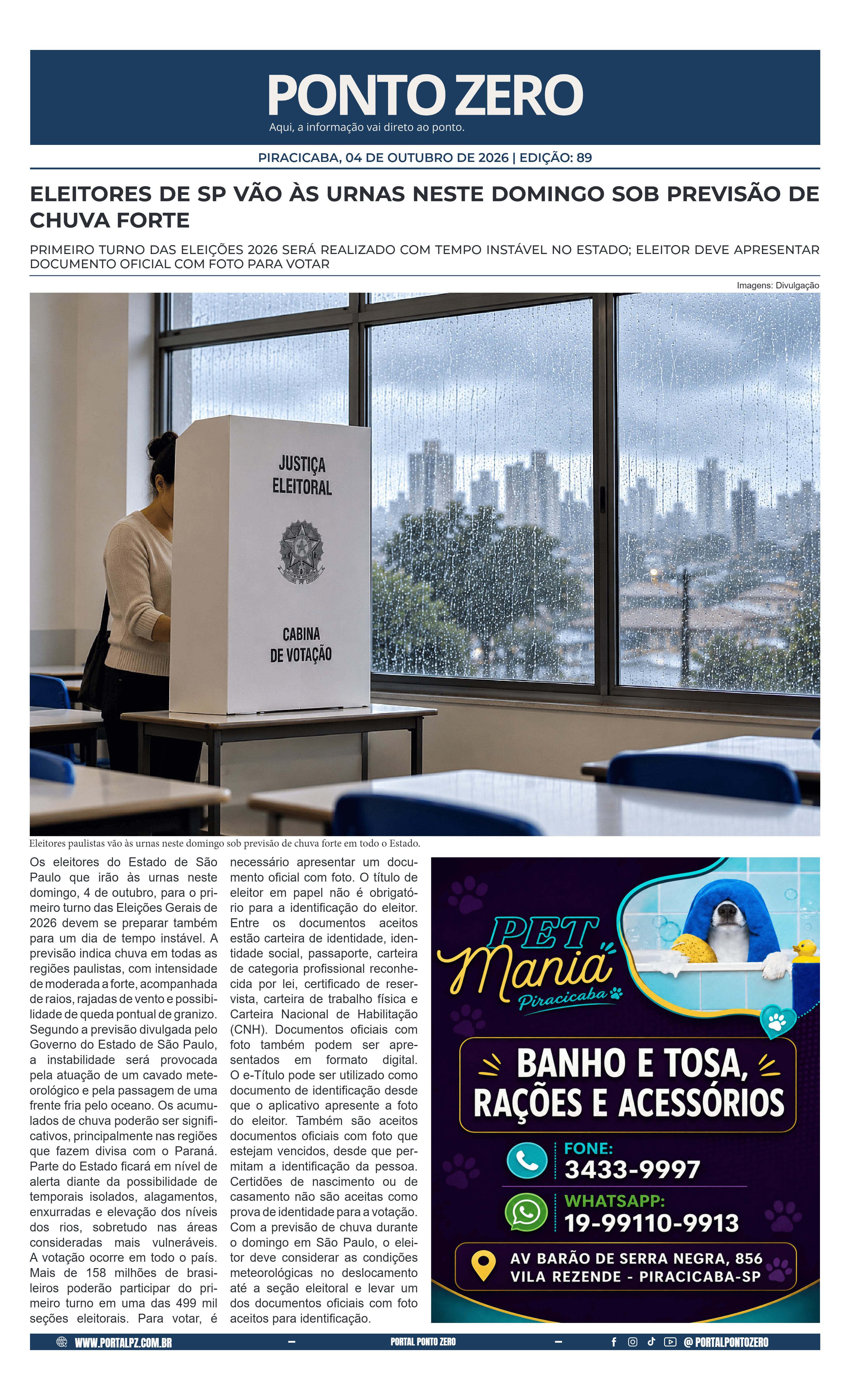 Capa de JornalPontoZero - Ed. 89 - 04-10-2026